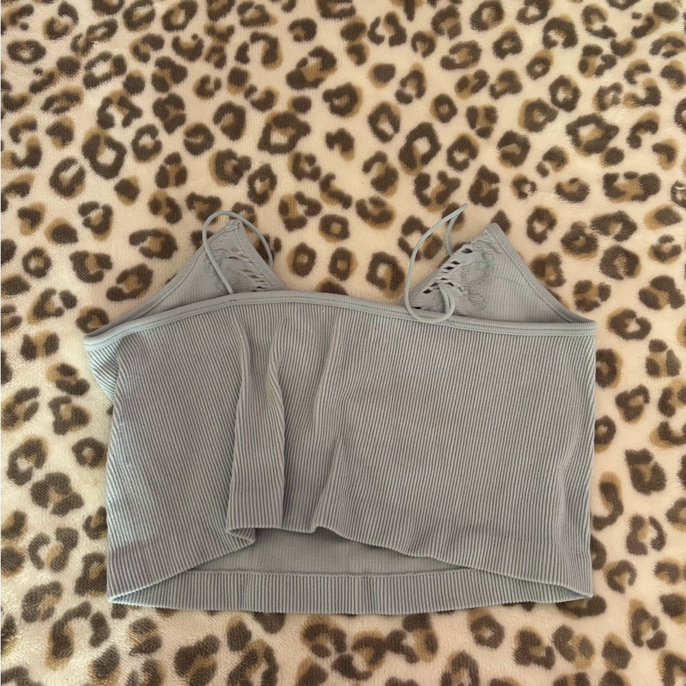 Women's Ribbed Gray Crop Top